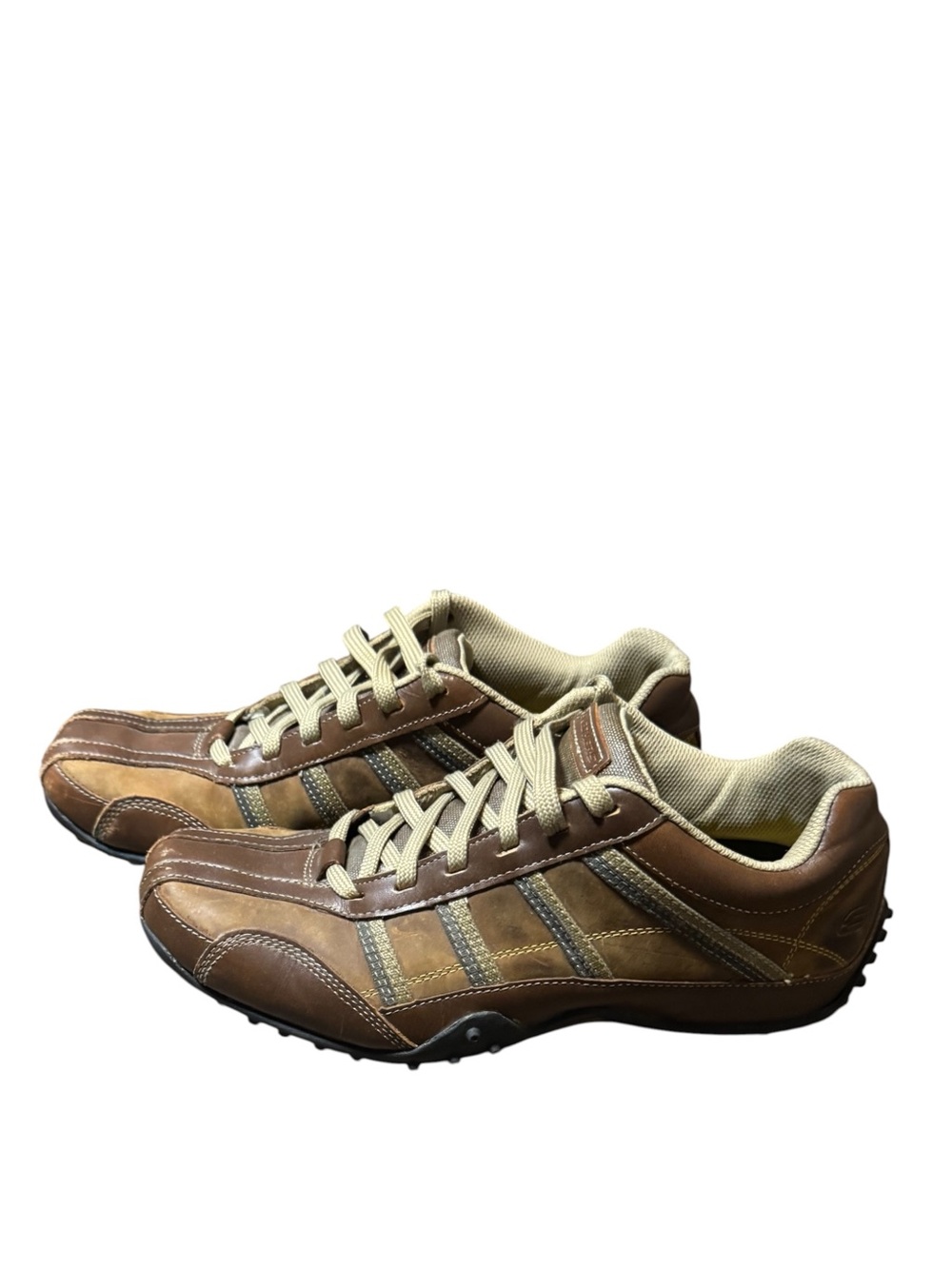 Skechers City Walk Brown Leather Casual Lace-Up Sneakers Y2K Mens Size 10 - Picture 4 of 12